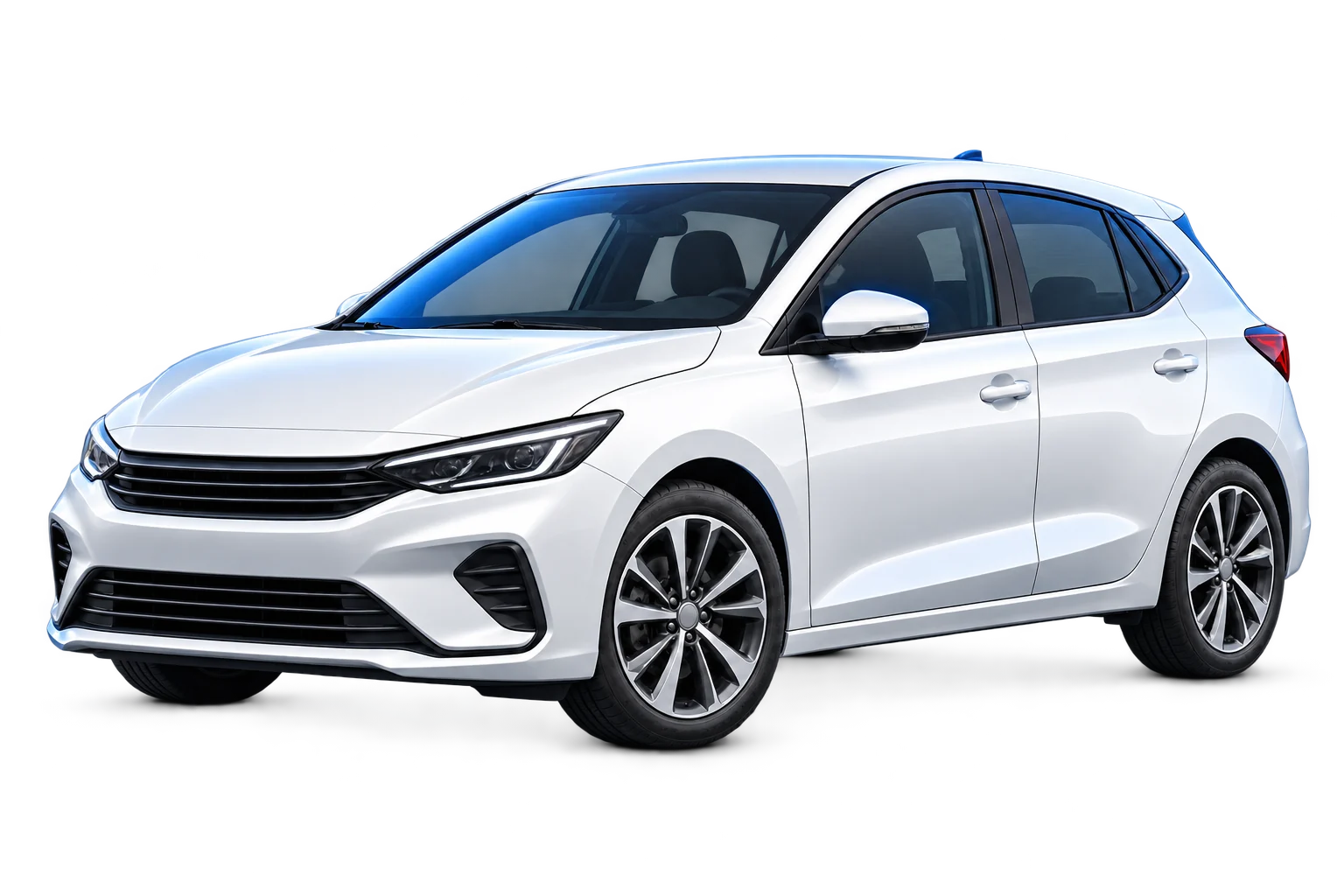 Ilustração de um carro branco visto de frente e de lado